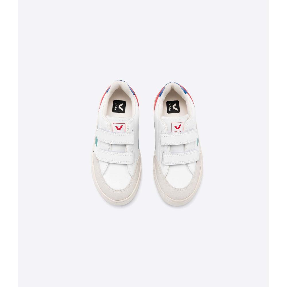 Veja V-12 LEATHER Tenisky Detske White/Red | SK 883FDN